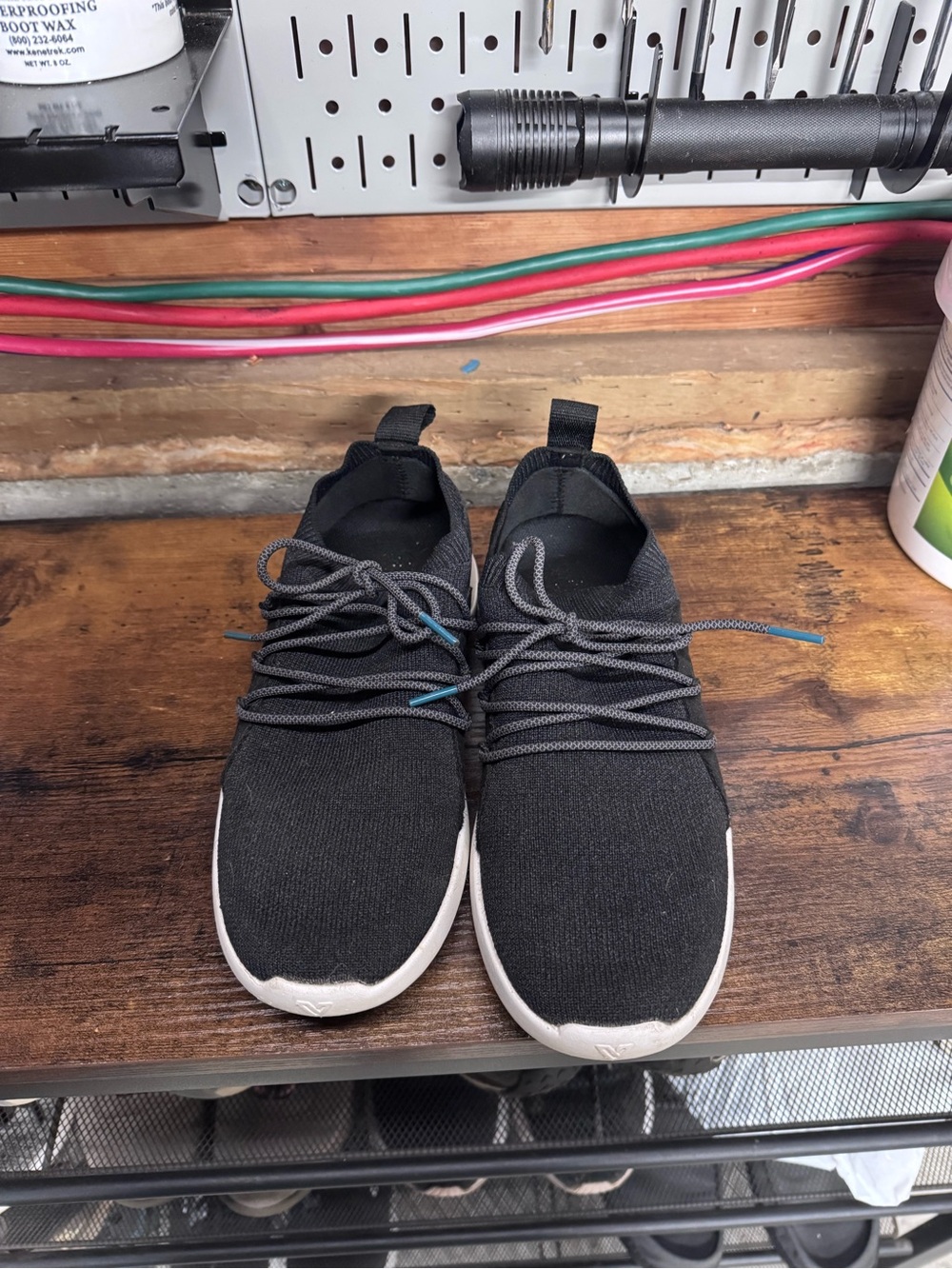 Vessi Black Knit Athletic Shoes with White Soles